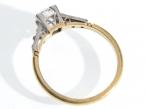Art Deco Diamond Flanked Solitaire in Platinum & 18kt Yellow Gold