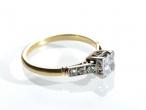 Art Deco Diamond Flanked Solitaire in Platinum & 18kt Yellow Gold