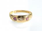 Edwardian diamond and ruby gypsy ring in 18kt gold
