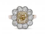 Vintage 1.10ct pale yellow diamond floral cluster ring