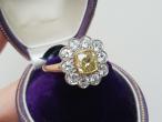 Vintage 1.10ct pale yellow diamond floral cluster ring