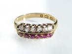 Victorian Ruby & Diamond Double Row Ring in Gold