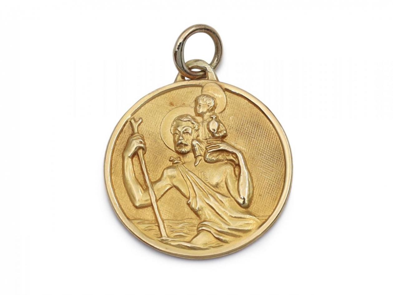 St. Christopher medallion in 18kt yellow gold