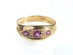 Antique ruby and diamond band ring in 18kt yellow gold