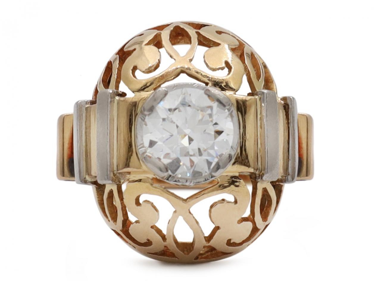 Retro Jean Després diamond open bombe shield ring