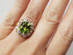 Victorian peridot and diamond coronet cluster ring in gold