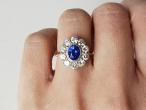 1950s Ceylon sapphire and diamond floral cluster ring