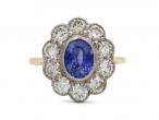 1950s Ceylon sapphire and diamond floral cluster ring