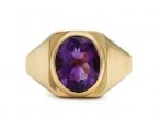 Bvlgari oval amethyst geometric ring in 22kt yellow gold