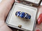 Victorian graduating five stone sapphire ring in 18kt yellow gold