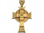 Victorian Etruscan revival Celtic cross pendant in gold