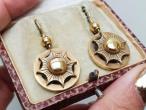 Victorian hollow sun burst pendant earrings in 15kt yellow gold