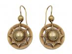 Victorian hollow sun burst pendant earrings in 15kt yellow gold