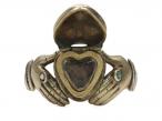 Rare antique Fenian Claddagh, locket ring in 9kt gold