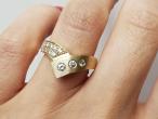 Vintage pave diamond and textured chunky wishbone ring