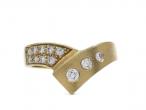 Vintage pave diamond and textured chunky wishbone ring