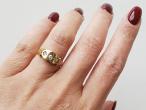 1886 diamond three stone plaque ring in 18kt yellow gold
