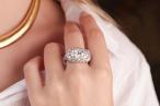 Art Deco style two stone diamond plaque ring in 18kt white gold