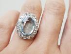 Vintage aquamarine and diamond floral cluster ring