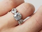 Victorian diamond three stone engagement ring in silver on gold