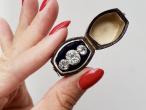 Victorian diamond three stone engagement ring in silver on gold
