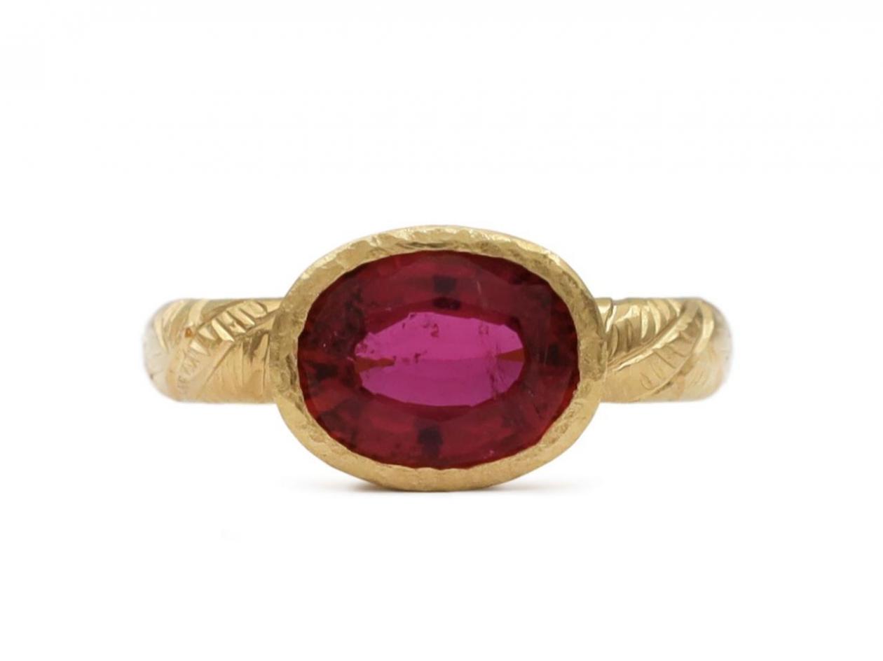 Pink tourmaline East to West solitaire ring by Gaetano Chiavetta