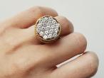 1970s circular diamond cluster ring with terraced texture