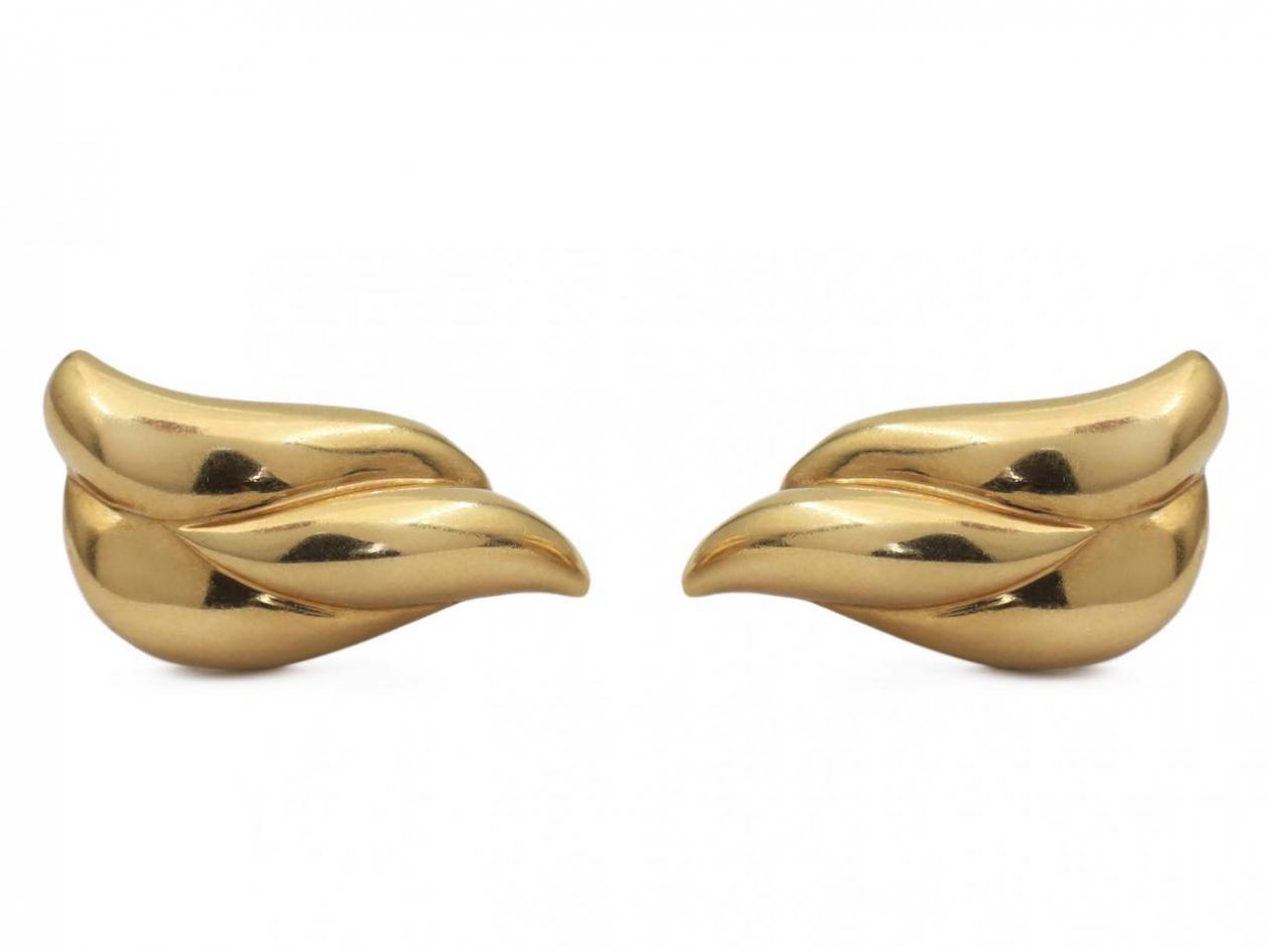 Retro French flame earrings in 18kt yellow gold by O.J. Perrin