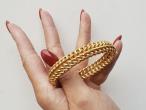 Victorian flexible braided hinge bangle in 15kt gold