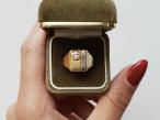 Vintage 18kt yellow and white gold diamond set rectangular signet ring