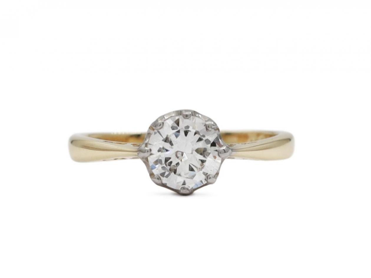 Vintage 0.57ct round brilliant cut diamond solitaire engagement ring