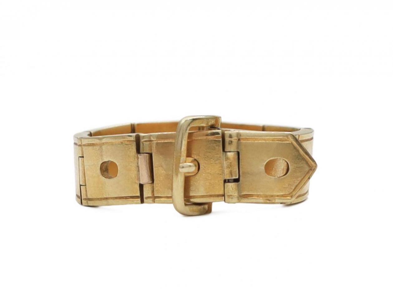 Antique folding belt buckle ring 18kt yellow gold