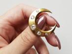 Victorian Old Mine cut diamond crescent moon brooch