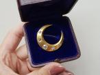 Victorian Old Mine cut diamond crescent moon brooch