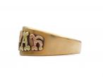 Victorian 'MIZPAH' ring in 18kt yellow, rose and green gold