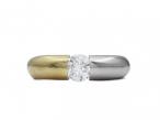 Contemporary 18kt yellow gold and platinum diamond solitaire ring