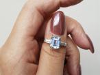 Vintage aquamarine and diamond solitaire ring in platinum