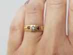 Antique diamond and ruby buckle ring in 18kt yellow gold