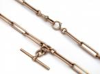 Antique paperclip link T-bar necklace in 9kt rose gold