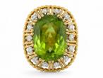 Retro 1950s peridot and diamond cocktail ring in 18kt gold