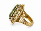 Retro 1950s peridot and diamond cocktail ring in 18kt gold