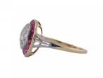 Art Deco diamond and ruby target ring with 1.72ct old European cut diamond in 18kt gold and platinum – Matthew Weldon