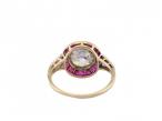 Art Deco Diamond & Ruby Target Ring – 18kt Gold & Platinum