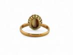 1930s Banded Agate And Diamond Cluster Ring In 15kt Yellow Gold And Platinum