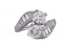 1950s platinum diamond two-stone 'toi et moi' twist ring with baguette shoulders – Matthew Weldon