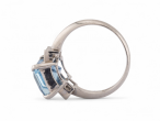 Art Deco style aquamarine and diamond step ring in platinum with 4ct centre stone – Matthew Weldon