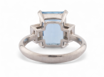 Art Deco style aquamarine and diamond step ring in platinum with 4ct centre stone – Matthew Weldon