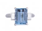 Art Deco style aquamarine and diamond step ring in platinum with 4ct centre stone – Matthew Weldon