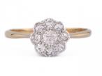 Edwardian Diamond Daisy Cluster Ring In 18kt yellow Gold And Platinum