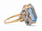 1950s aquamarine and diamond cocktail ring in 14kt yellow gold and platinum – Matthew Weldon